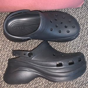 Black platform CROCS